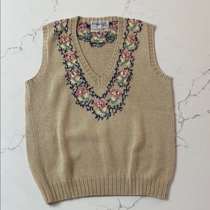 V-neck pullover knit women’s vest- taupe / tan